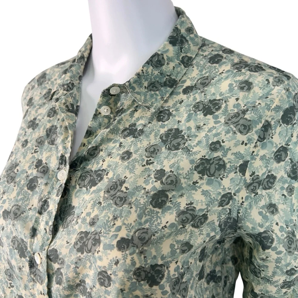 Sezane Green Floral Cotton Blouse Top Size 36 US 4 - Picture 5 of 12